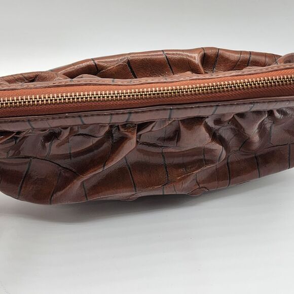Korto Momolu faux brown leather zip top clutch - Picture 2 of 3